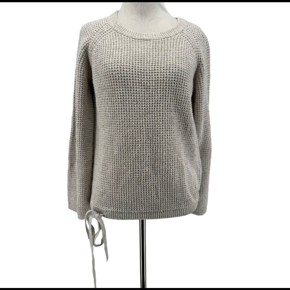 Madewell Women's Ivory Wafflestitch Drawstring Long Sleeve Sweater Size XS